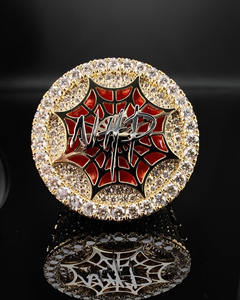 Anillo de Moissanita con Símbolo de Dólar Unisex de Plata de Ley Sólida con Acabado Dorado de 10 Quilates, Sin Níquel, Sin Plomo, Joyería de Lujo Estilo Hip Hop, Audaz - Product Image 1