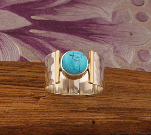Natural Turquoise Classic Bezel Setting Band <b>Ring</b> <b>925</b> Sterling <b>Silver</b> Handmade Blue Gemstone Wedding Party Unisex Jewelry - Product Image 1