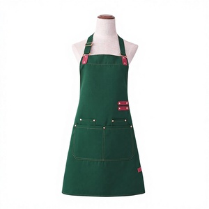Classic Bib Apron Canvas Multiple Pockets <b>Cooking</b> Daily Use Beige Woven Style - Product Image 2