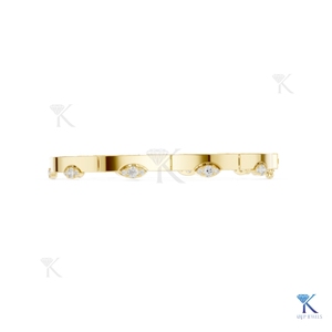 Lab Grown Diamond Marquise Station <b>Bangle</b> 14K <b>Solid</b> <b>Gold</b> Fine Unisex Luxury Minimalist Gift Jewelry - Product Image 1