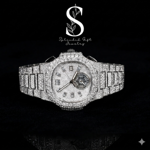 Reloj de Lujo para Hombre, Plata de Ley 925, Chapado en Platino, Estilo Hip Hop, con Diamantes Moissanite, Movimiento de Cuarzo, Caja de 9 mm - Product Image 1