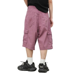 Short d'été en denim décontracté à boutons, jorts larges avec poches, short cargo en denim pour hommes, personnalisation - Product Image 2