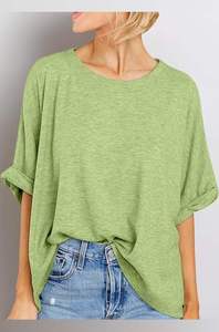 Camiseta de Manga Corta para Mujer, Ecológica, de Algodón Tejido, Cuello en V, Casual, Transpirable, de Secado Rápido, Corte Regular, para Uso Diario, Ropa de Moda - Product Image 4