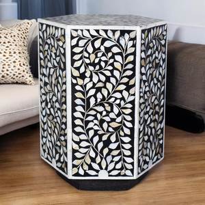Mesa Auxiliar Artesanal con Incrustaciones de Hueso, con Artesanía Tradicional, Muebles de Primera Calidad para Decoración de Hoteles Boutique - Product Image 1