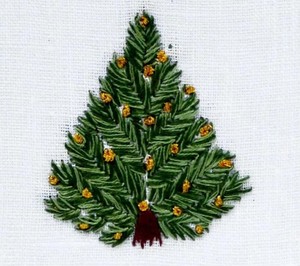 Serviette de table en coton brodée personnalisée, moderne et réutilisable, motif sapin de Noël, ourlet festonné, 6x6 pouces, pour bar, maison, fêtes, vente en gros - Product Image 3