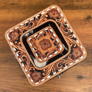 Hand Tooled Leather Portable Luxury Jewelry Organizer High Quality Cowhide Leather Travel Jewelry Cases Ring Earring Jewelry Box - Product Image 3