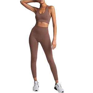 Conjunto Deportivo de 2 Piezas con Logo Personalizado de Fábrica OEM/ODM, Conjunto de Gimnasio de Cintura Alta para Mujer, Ropa de Yoga Transpirable y Sostenible - Product Image 1