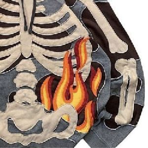 Custom Skeleton Graphic <b>Hoodie</b> <b>3D</b> Applique Oversized Gothic Streetwear Pullover Manufacturer Custom Bone Graphic Pullover <b>Hoodie</b> - Product Image 3