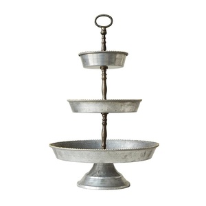 Best Selling Vintage <b>3</b> <b>Tier</b> Galvanized <b>Cake</b> <b>Stand</b> for Weddings and Birthdays Round Iron Party Supply Customized Size Shape - Product Image 6
