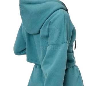 เสื้อฮู้ดครอปท็อปสีสันตามสั่ง คุณภาพสูง สำหรับฤดูหนาว สวมใส่สบาย ทรงเข้ารูป ผลิตจากผ้าฝ้าย 100% เป็นมิตรต่อสิ่งแวดล้อม พร้อมปักโลโก้ด้านหน้าตามแบบที่ต้องการ - Product Image 5