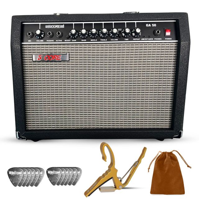 50 Watt Electric Portable Mini Guitar Amp Built-in 8" Speaker Aux Input Black Model D0100XUJNPU Musical Instrument Accessories