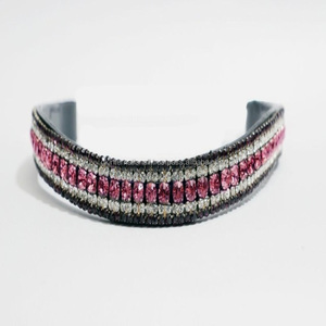 Diadema de Cuero Negro Personalizada con Brillantes, Diamantes de Imitación, 5 Hileras de Perlas, Cristales y Pedrería para Brida de Caballo - Product Image 5