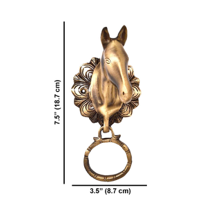 Brass Horse Head <b>Door</b> Knocker, Antique Style <b>Decorative</b> Brass <b>Front</b> <b>Door</b> Knocker Horse Design Metal <b>Door</b> Hardware Home <b>Decor</b> - Product Image 3