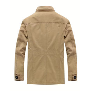 Chaqueta de Lona Unisex Personalizada para Invierno, Cierre de Cremallera, Color Caqui, Resistente al Agua, Corte Casual - Product Image 2