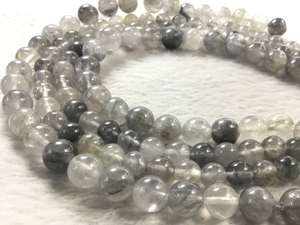 Cuentas de Cuarzo Gris Nublado, Redondas y Lisas, Piedras Naturales para Pulseras, Collares y Joyería DIY - Product Image 4