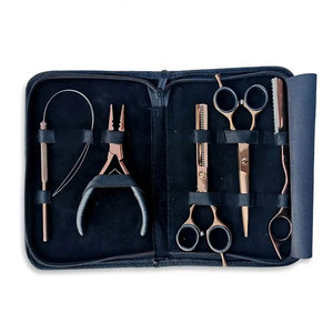 Kit de Herramientas Profesionales para Extensiones de Cabello Humano de Alta Calidad con Tijeras de Peluquería, Color Plata y Oro Rosa, con Logotipo Personalizado, Precio al por Mayor - Product Image 1