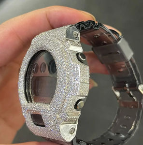 Montre unisexe élégante en quartz avec demi-diamants Moissanite VVS1, boîtier en acier inoxydable et bracelet en caoutchouc, bijoux Hip Hop - Product Image 1
