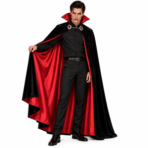Falda de Disfraz de Vampiro Unisex, Estilo Gótico para Halloween, Cosplay de TV y Cine, Estilo Drácula para Adultos, Negra y Roja con Detalle en el Hombro - Product Image 3