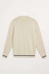 Seebi Sports Men's Cream Wool Acrylic V-neck <b>Thick</b> <b>Cardigan</b> Full Sleeve Button Closure Letter W Logo Winter Wear - Product Image 5