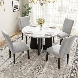 Juego de Comedor Moderno de 43 Pulgadas y 5 Piezas, Incluye 4 Sillas Tapizadas para Comedor, Cocina o Sala de Estar - Product Image 4