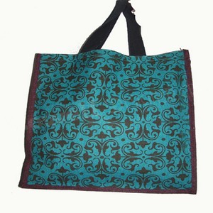 Eco Friendly Flower Print Natural Jute Tote <b>Bag</b> with Rope Handle - Product Image 4