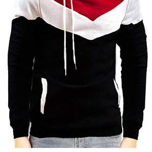 Sweat-shirt à capuche pour homme, coupe classique, décontracté, avec poche, en polyester tricoté, color block, pour l'automne - Product Image 3