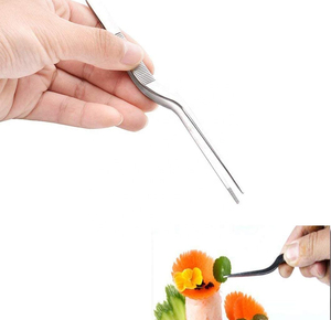 5Pcs <b>Stainless</b> <b>Steel</b> Cooking Tweezers Curved <b>Kitchen</b> Tongs for Food Garnishing Baking Decorating <b>Utensils</b> Dishwasher Safe - Product Image 3