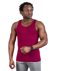 Camiseta sin mangas de algodón/spandex para hombre, transpirable, de secado rápido, ecológica, para gimnasio, informal, con frente de punto. - Product Image 1