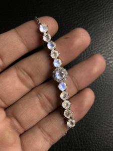 Rainbow Moonstone Gemstone Tennis <b>Bracelet</b> Luxury Design Lightweight Fine Jewelry <b>Solid</b> Sterling <b>Silver</b> Party Gift - Product Image 3
