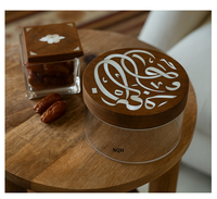Boîte de rangement artisanale de luxe moderne en bois, nacre et acrylique, personnalisable, pour le Ramadan et l'Aïd 2026, avec incrustation, boîte à souvenirs