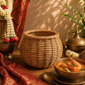 Maceta Artesanal de Mimbre y Ratán, Ideal para Exhibir Plantas y Decoración Natural del Hogar, Jardinería Interior, Hecha en India - Product Image 4