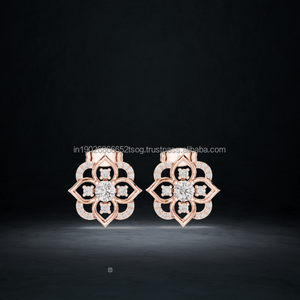 Golden Meadow 14K Gold 925 Silver <b>Earrings</b> with Moissanite and Ruby <b>Halo</b> Design - Product Image 1