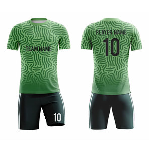 Ensemble de maillots de football personnalisés vert sublimé, col rond, manches courtes, polyester respirant, uniforme sportif pour hommes, nom de l'équipe 10 - Product Image 1