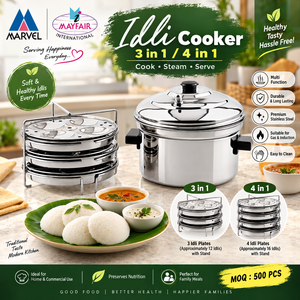 Ensemble de cuisson pour idli en acier inoxydable classique, léger, finition miroir, avec des plaques à idli multicouches et une marmite à vapeur - Product Image 3