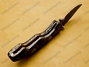 Cuchillo de Bolsillo Plegable de Acero de Damasco Hecho a Mano OEM, Hoja Afilada como una Navaja, Multifuncional, para Campismo, Caza, Supervivencia Táctica al Aire Libre - Product Image 3