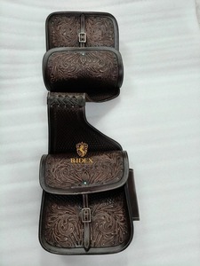 Premium Quality Premium <b>Leather</b> Western Basket/Floral Design <b>Tooled</b> Saddle Bag For Horse Available At Export Quality And Price - Product Image 1