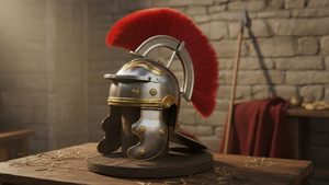 Casco de Centurión Gallico Imperial Romano con Pluma Roja, Chapado en Oro Pulido, Acero Suave Grabado, Armadura Medieval para Cosplay - Product Image 6