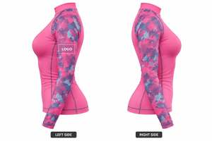 Camiseta Deportiva de Manga Larga con Cuello Alto y Estampado Geométrico para Mujer, de Secado Rápido, Tejido de Spandex y Poliéster, con Logotipo Frontal - Product Image 3