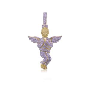 Pendentif Moissanite Scintillant en Argent avec Finition Dorée, Collier Inspiré des Diamants, Bijou Charmant - Product Image 1