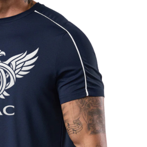 เสื้อยืดกีฬาคอกลมพรีเมียมสำหรับผู้ชาย เหมาะสำหรับวิ่ง ออกกำลังกาย ฟิตเนส เสื้อผ้ากีฬาแขนสั้น แห้งเร็ว สามารถสกรีนลายด้านหน้าได้ - Product Image 4