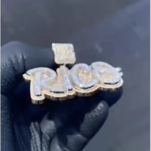 Colgante de Letra Personalizado con Moissanita, Joyería Fina de Plata Sólida 925, Colgante Redondo con Nombre/Logotipo de Moissanita para Collar - Product Image 5