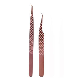 MAHFOOZ INSTRUMENTS Lot de 4 pinces à cils en acier inoxydable de haute qualité avec poignée diamantée - Acier japonais (Or rose) - Product Image 6