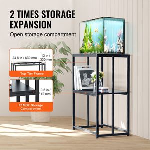 Soporte de acuario de 20 galones, capacidad de carga de 167,6 libras, soporte de tanque de reptil de tortuga de acero negro antideslizante, almacenamiento de 24,8x13x30 pulgadas - Product Image 4