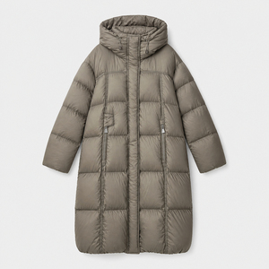 Unisex Hooded <b>Long</b> <b>Puffer</b> Jacket Thick Down Filled Winter <b>Coat</b> Windproof Zipper Closure - Product Image 1