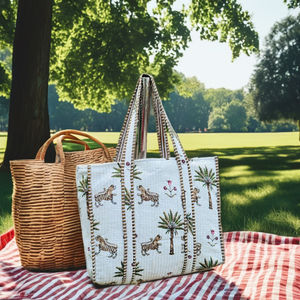 Bolsa de Mano de Algodón Acolchada Hecha a Mano, Diseño Vintage, Ecológica, con Cierre de Cremallera, Personalizable, Ligera, para el Verano - Product Image 2