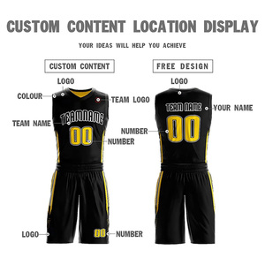 Uniformes de Baloncesto Personalizados en Negro y Amarillo, Sublimados, con Nombre del Equipo 00, Transpirables, Ajuste Atlético, Unisex, Jersey y Pantalones Cortos para Adultos - Product Image 3