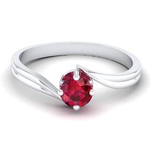 แหวนเพชรพลอยทับทิมทรงกลมเจียระไนแบบบริลเลียนต์ 0.5 กะรัต ทองคำแท้ 14K ยี่ห้อ REYES สินค้าขายดี แหวนหมั้นแบบโซลิแทร์ เครื่องประดับชั้นดีสุดพิเศษ - Product Image 5