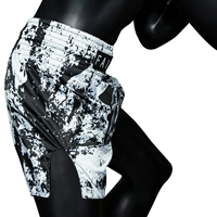 Shorts de boxe Fairtex Muay Thai MMA, noir et blanc, imprimé éclaboussures, 100% polyester extensible, séchage rapide, légers, logo personnalisé pour homme