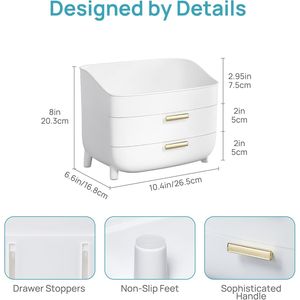 3-Tier Large <b>Cosmetic</b> <b>Storage</b> <b>Box</b> Case Dresser Makeup Organizer with Drawers for Vanity Bathroom Countertop - Product Image 2