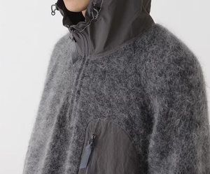 2026 Personnalisé OEM ODM Sweat à capuche en mohair tricoté à épaules tombantes, tricot jacquard, pulls d'hiver duveteux pour hommes, Sweat à capuche en mohair - Product Image 4